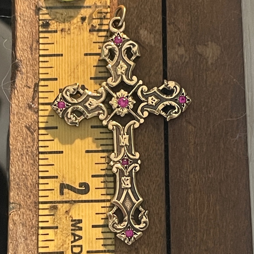 Cross With Ruby Stones - image 3